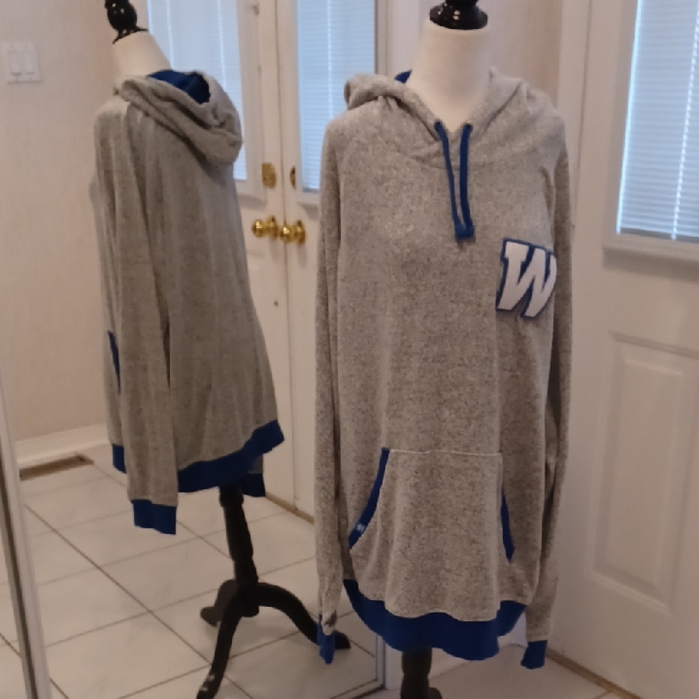 4/$80 Adidas Gray & Blue Hoodie - Size 2XL